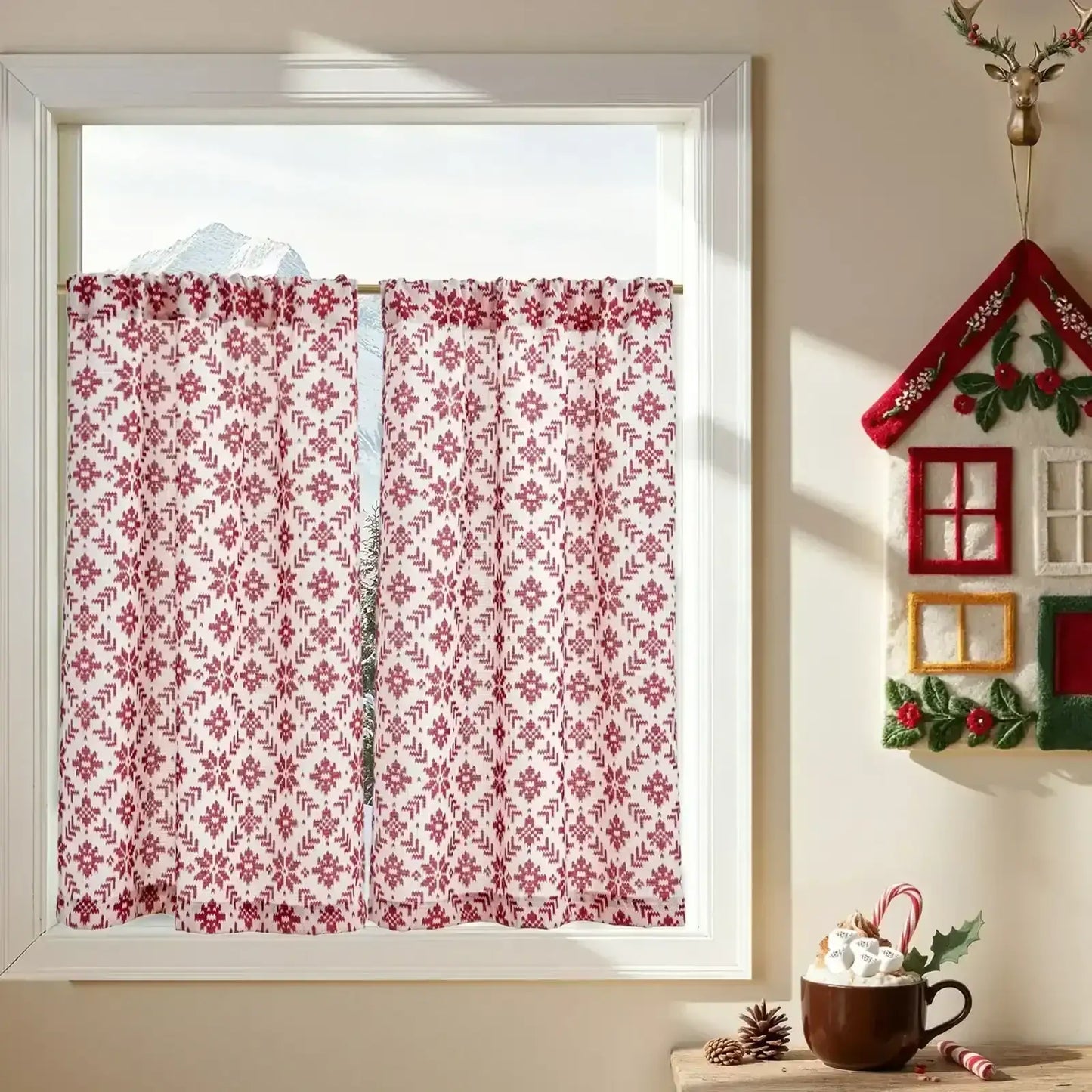 Nordic Snowflake Kitchen Curtain - Jinchan Home