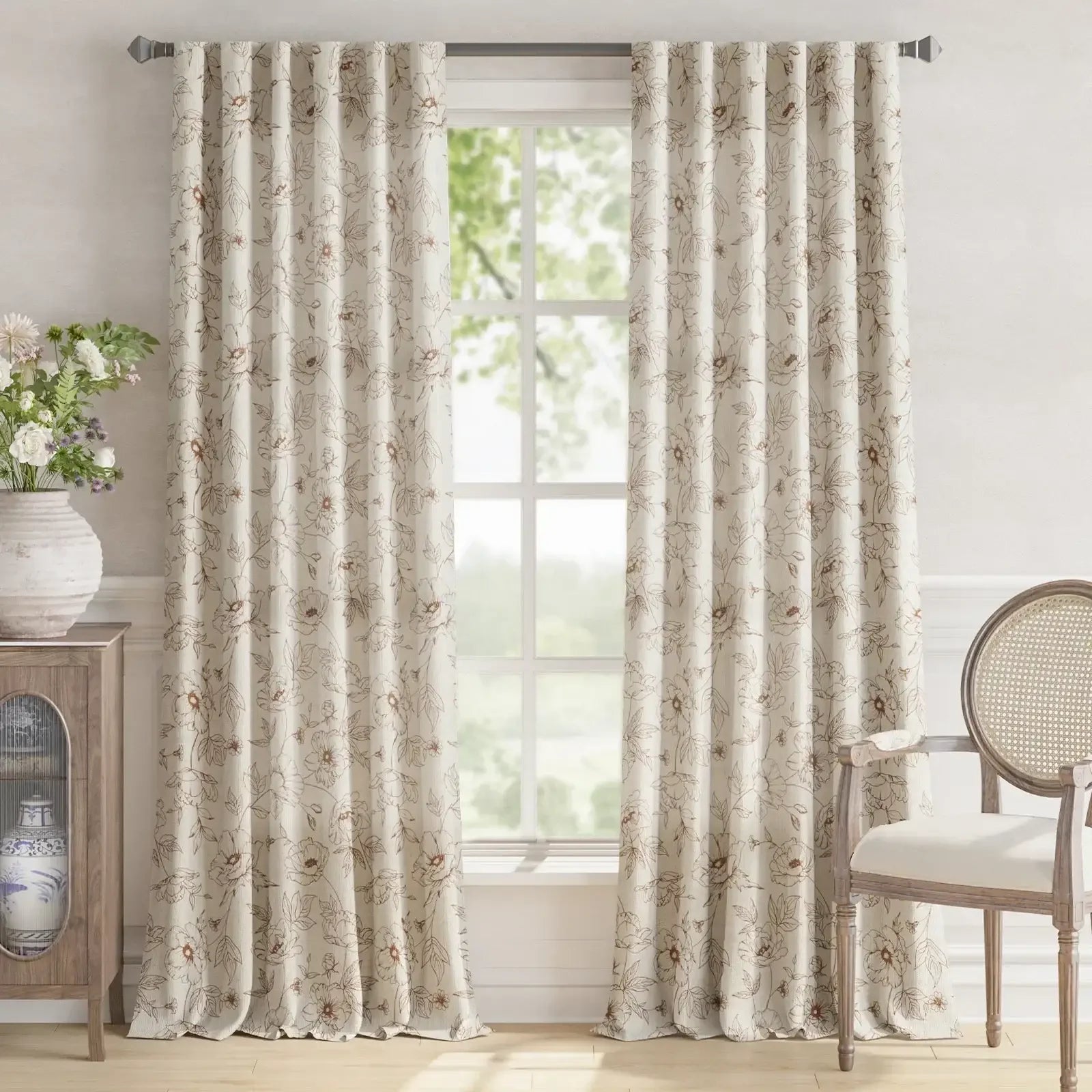 Floral Linen Curtains (2 Panels) – Jinchan Home