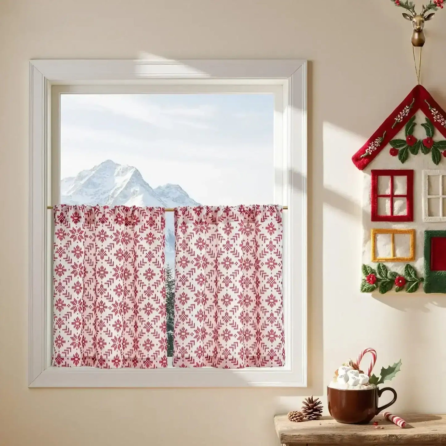 Nordic Snowflake Kitchen Curtain - Jinchan Home