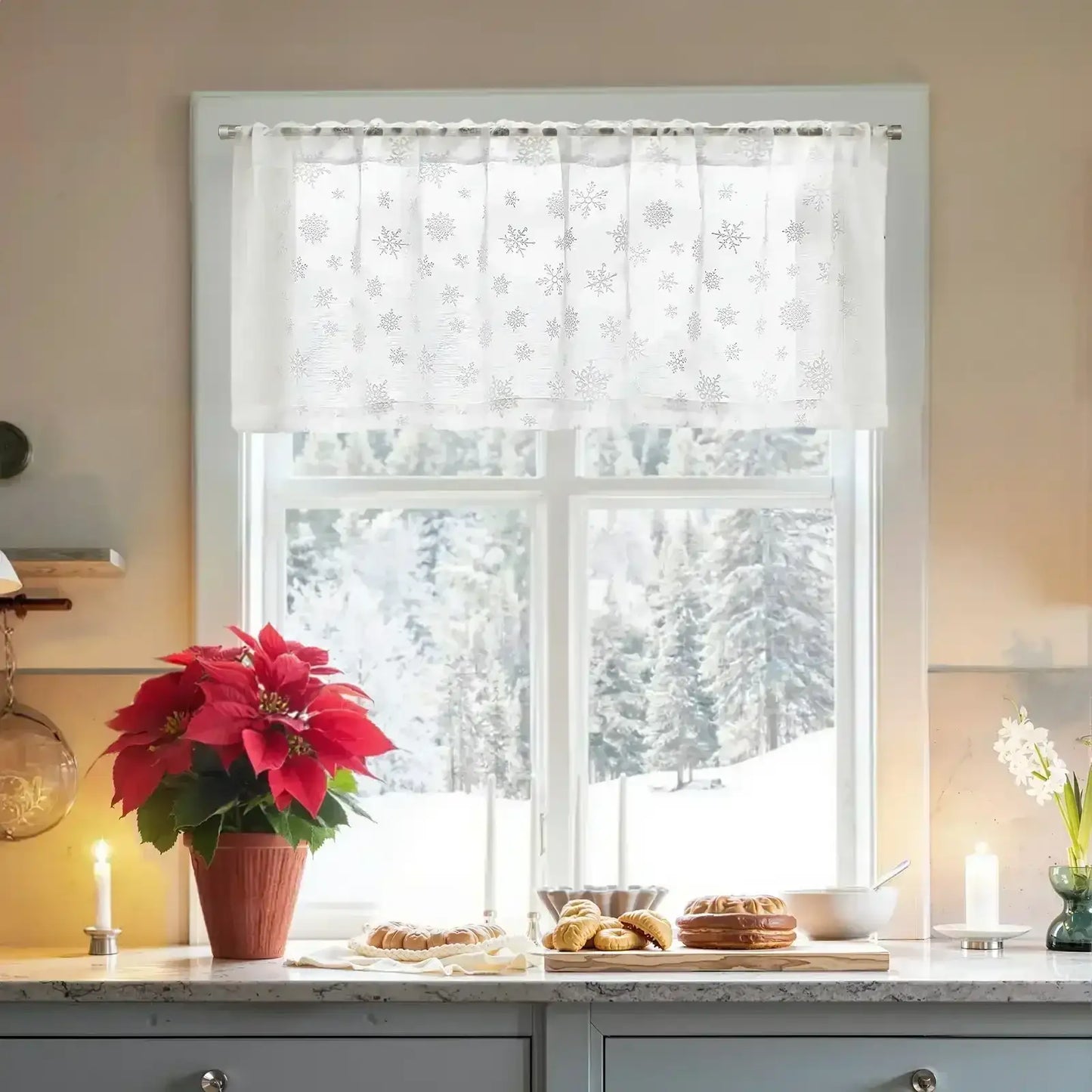 Snowflake Glow Top Curtain - Jinchan Home