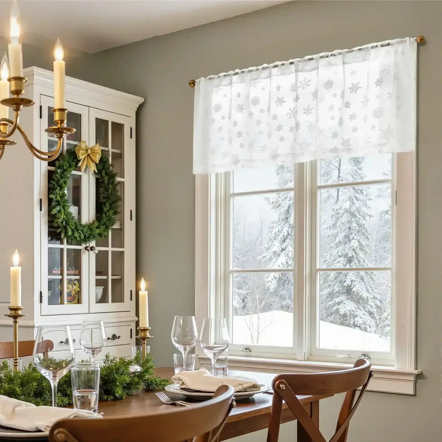 Snowflake Glow Top Curtain - Jinchan Home