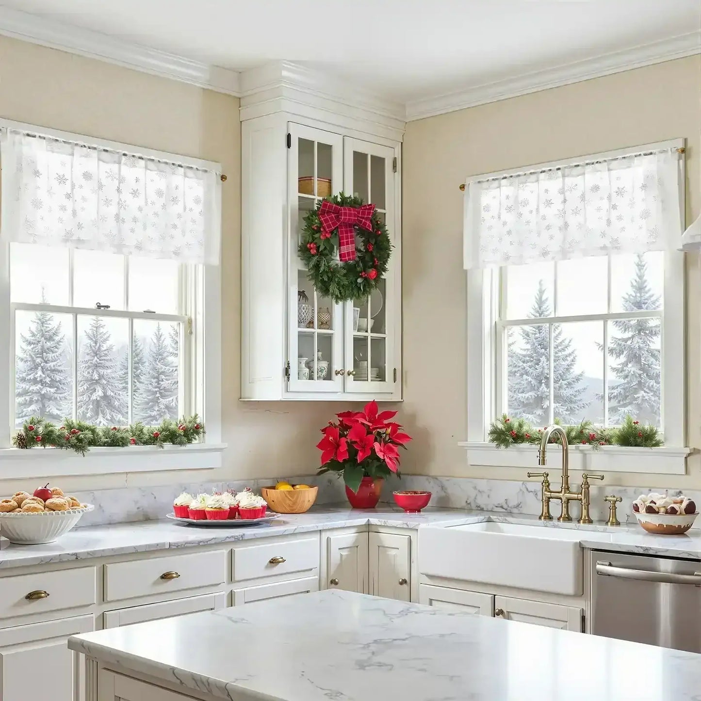 Snowflake Glow Top Curtain - Jinchan Home