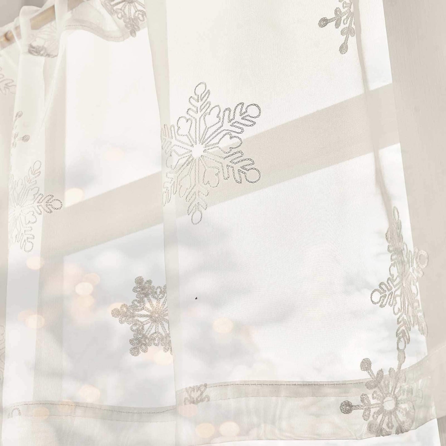 Embroidered Snowflake Top Curtain - Jinchan Home