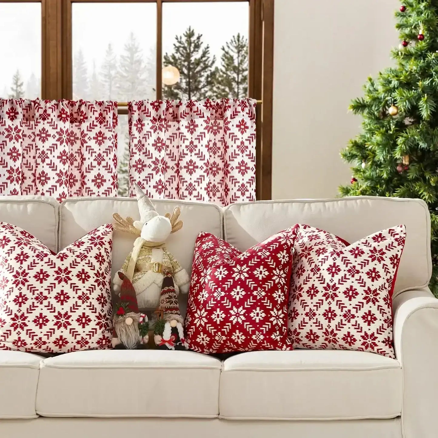 Nordic Snowflake Kitchen Curtain - Jinchan Home