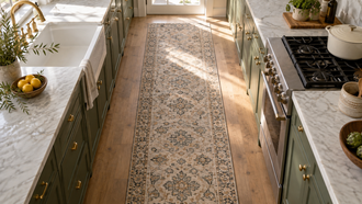 Correctly sized runner rug in a narrow kitchen