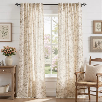 Amelie floral linen-blend curtains in a farmhouse-inspired room