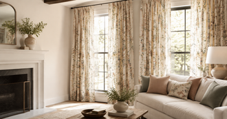 standard curtain lengths in a bright living room