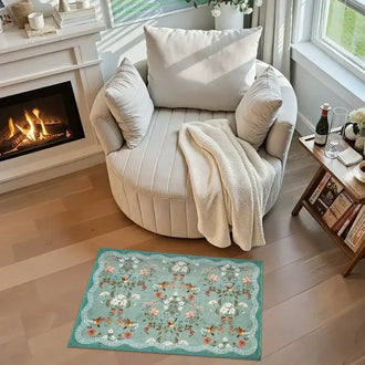 
                    
                      Vintage Floral & Hummingbird Embroidered Rug - Jinchan Home
                    
                  