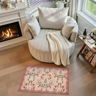 
                    
                      Vintage Floral & Hummingbird Embroidered Rug - Jinchan Home
                    
                  