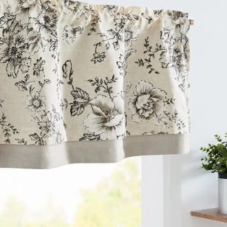 Vintage Peony Floral Linen Window Valance - Jinchan Home