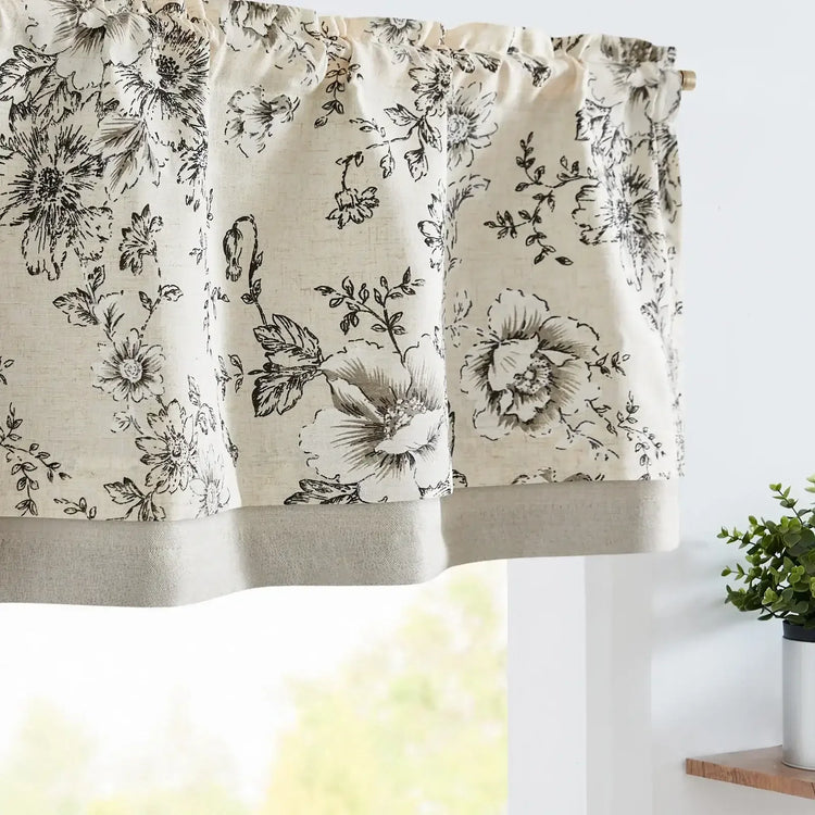 Vintage Peony Floral Linen Window Valance - Jinchan Home