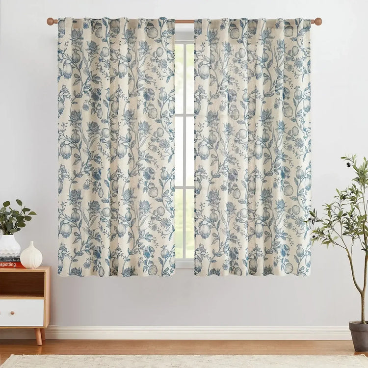 Vintage Pomegranate Botanical Curtains - Jinchan Home
