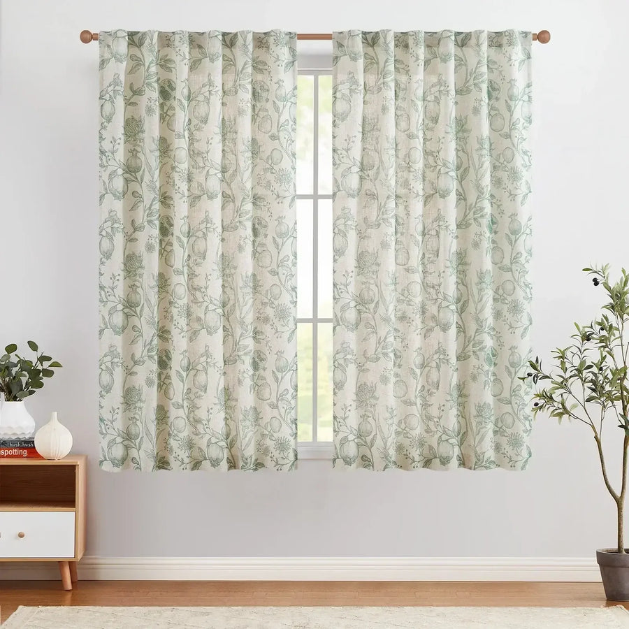 Vintage Pomegranate Botanical Curtains - Jinchan Home