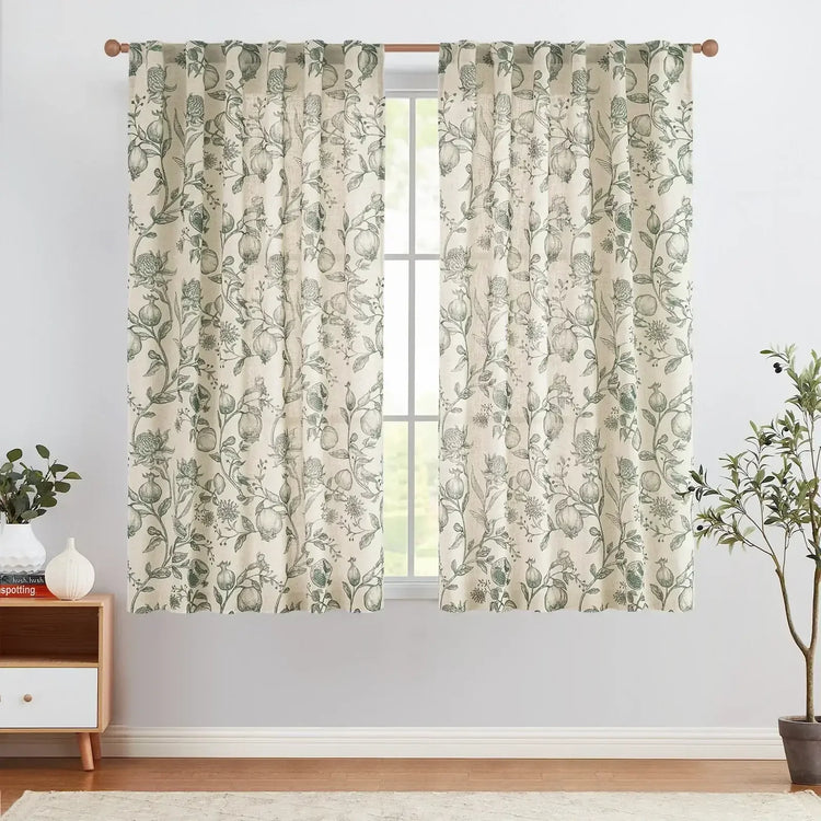 Vintage Pomegranate Botanical Curtains - Jinchan Home