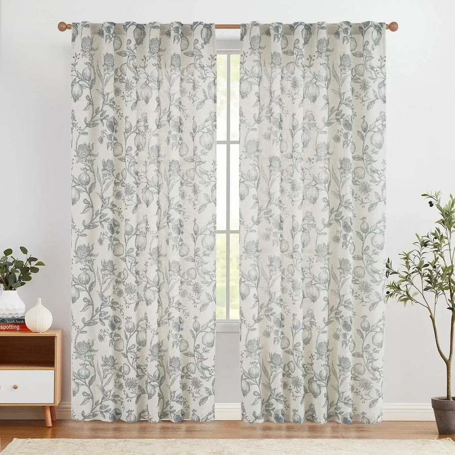 Vintage Pomegranate Botanical Curtains - Jinchan Home