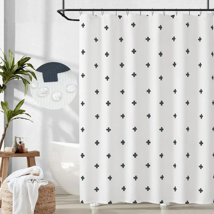 Minimalist Cross Pattern Shower Curtain - Jinchan Home