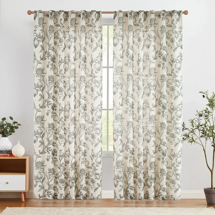 Vintage Pomegranate Botanical Curtains - Jinchan Home