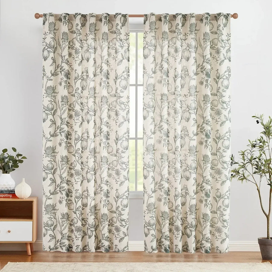Vintage Pomegranate Botanical Curtains - Jinchan Home