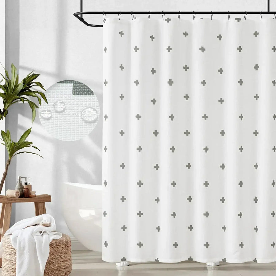 Minimalist Cross Pattern Shower Curtain - Jinchan Home