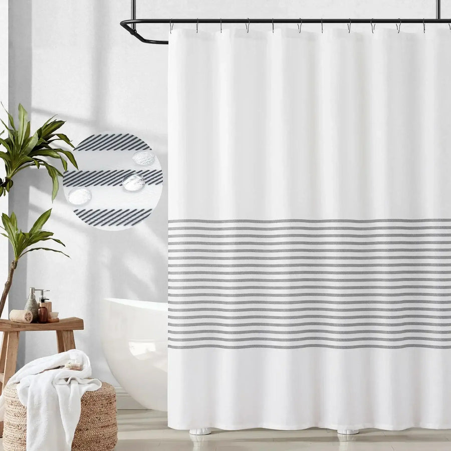 Diagonal Stripe Water-Repellent Shower Curtain - Jinchan Home