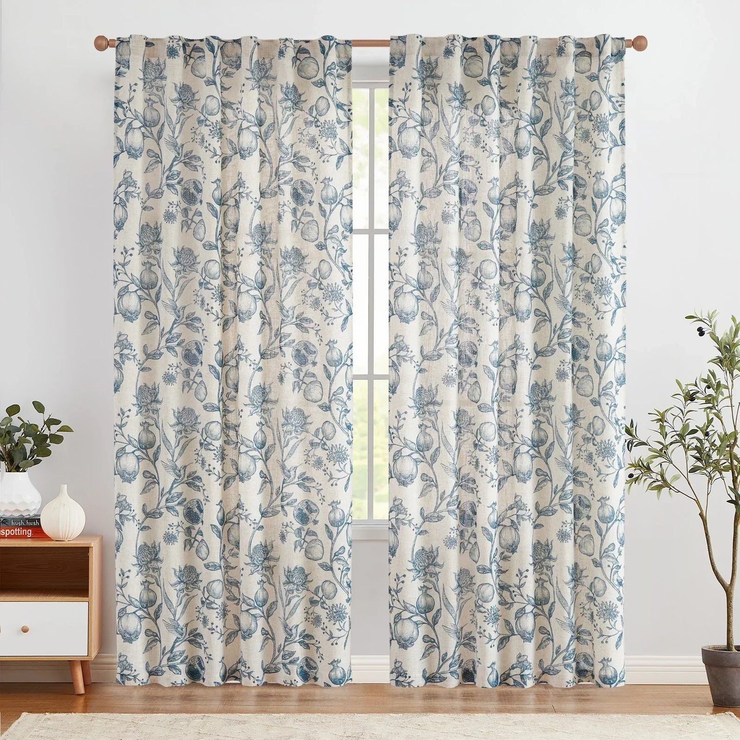 Vintage Pomegranate Botanical Curtains - Jinchan Home
