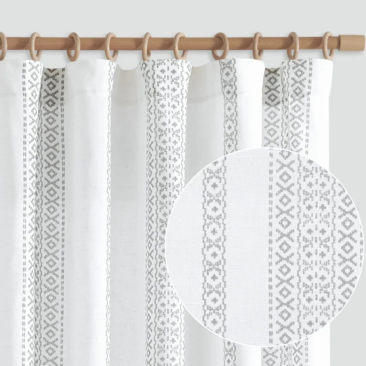 Boho Geometric Jacquard Striped Curtains - Jinchan Home