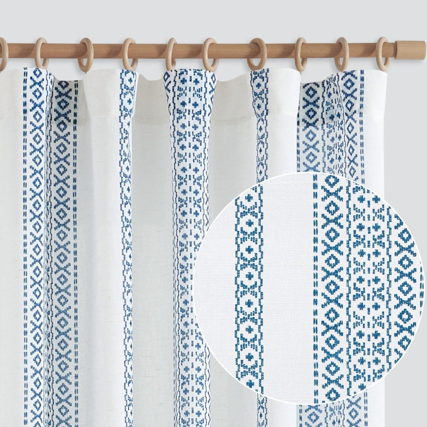 Boho Geometric Jacquard Striped Curtains - Jinchan Home