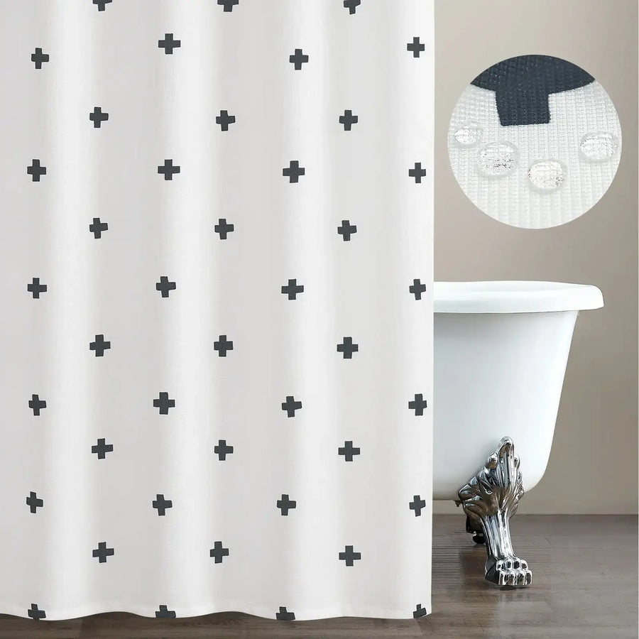 Minimalist Cross Pattern Shower Curtain - Jinchan Home