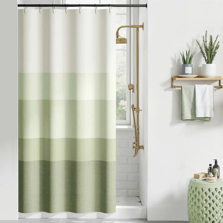 Gradient Striped Textured Shower Curtain - Jinchan Home
