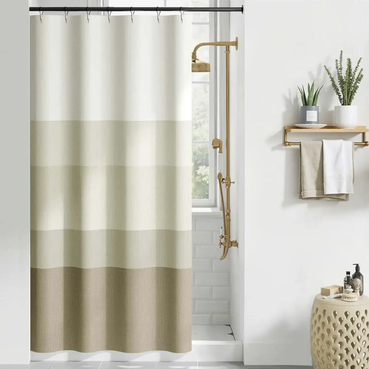 Gradient Striped Textured Shower Curtain - Jinchan Home