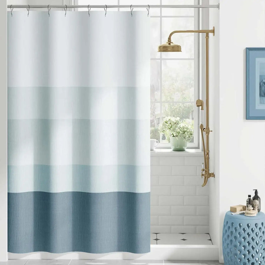 Gradient Striped Textured Shower Curtain - Jinchan Home