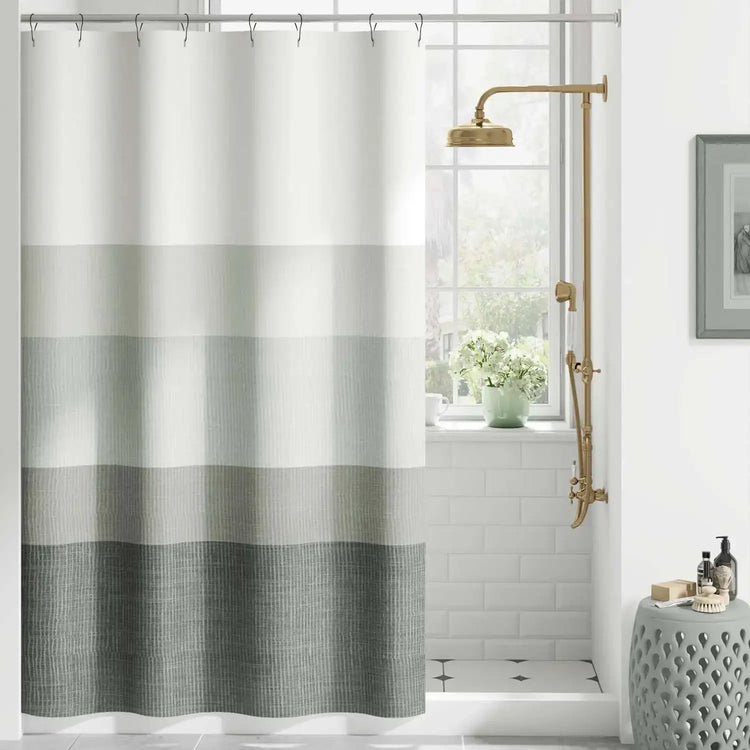 Gradient Striped Textured Shower Curtain - Jinchan Home
