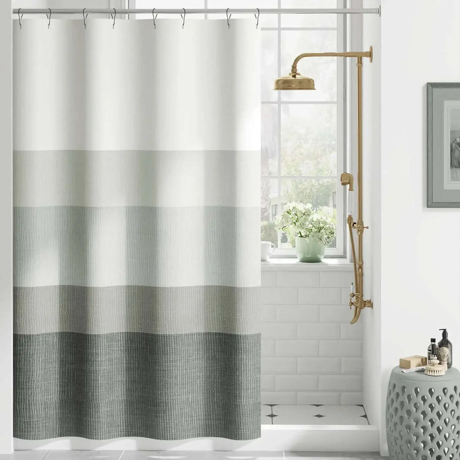Gradient Striped Textured Shower Curtain - Jinchan Home