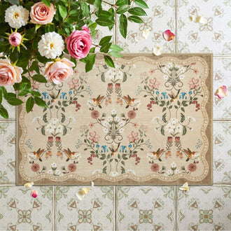 
                    
                      Vintage Floral & Hummingbird Embroidered Rug - Jinchan Home
                    
                  