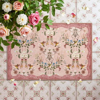 
                    
                      Vintage Floral & Hummingbird Embroidered Rug - Jinchan Home
                    
                  