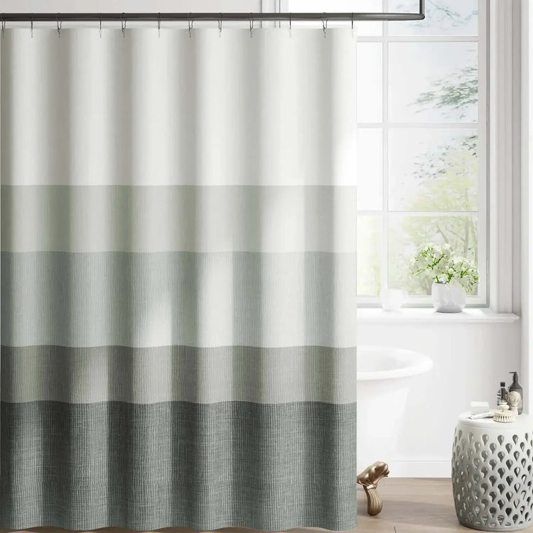 Gradient Striped Textured Shower Curtain - Jinchan Home