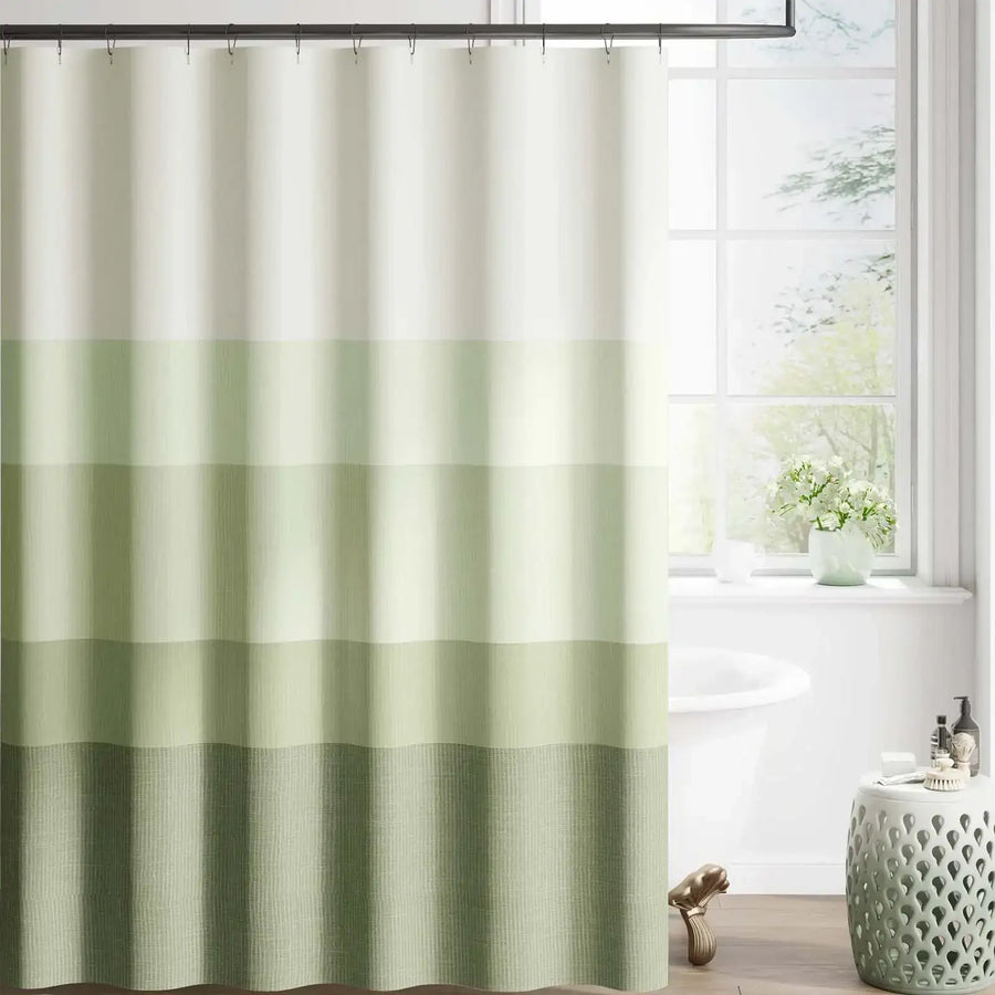 Gradient Striped Textured Shower Curtain - Jinchan Home