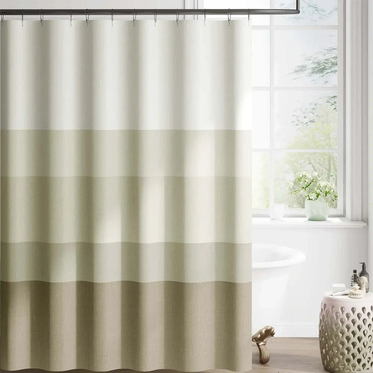 Gradient Striped Textured Shower Curtain - Jinchan Home