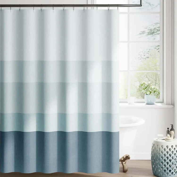 Gradient Striped Textured Shower Curtain - Jinchan Home