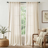 Braided Jute Trim Linen Blend Curtains - Jinchan Home