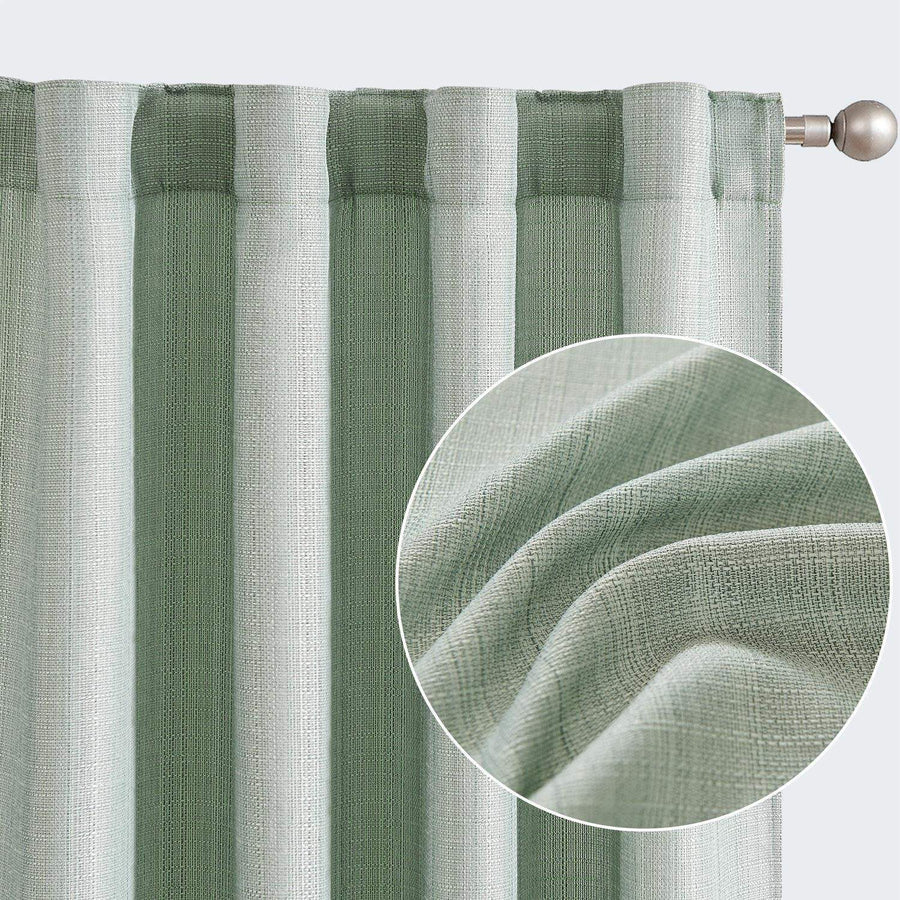 Solid Faux Linen Polyester 3-in-1 Curtains - Jinchan Home