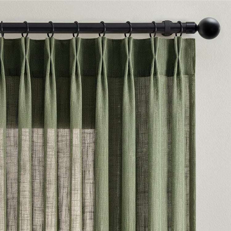 Pinch Pleat Linen Blend Curtains - Jinchan Home