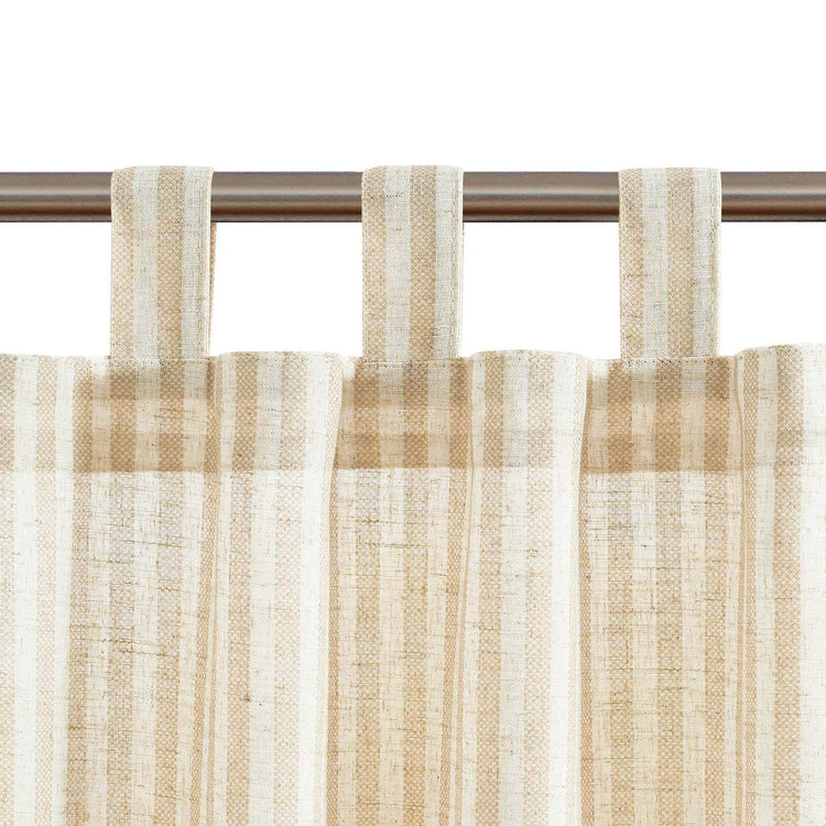 Striped Tab Top Linen Kitchen Curtains - Jinchan Home