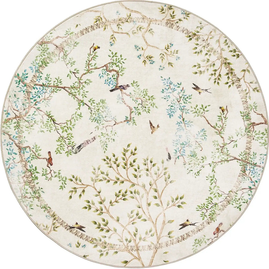 Branches & Birds Botanical Print Area Rug - Jinchan Home