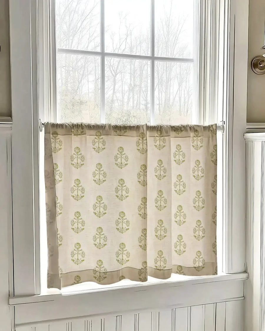 Cross-Weave Printed Kitchen Curtains - Jinchan Home