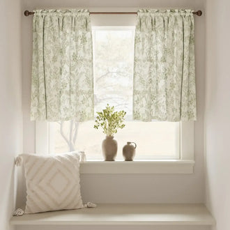 
                    
                      Vintage Scrollwork Floral Linen Kitchen Curtains - Jinchan Home
                    
                  