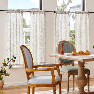 
                    
                      Vintage Scrollwork Floral Linen Kitchen Curtains - Jinchan Home
                    
                  