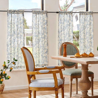 
                    
                      Vintage Scrollwork Floral Linen Kitchen Curtains - Jinchan Home
                    
                  