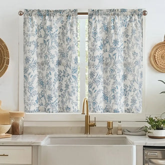 
                    
                      Vintage Scrollwork Floral Linen Kitchen Curtains - Jinchan Home
                    
                  