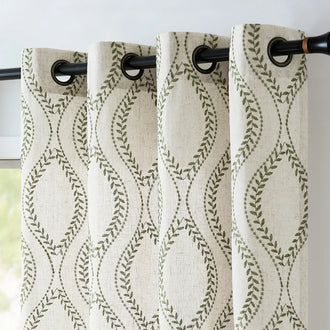 
                    
                      Boho Leaf Embroidered Geometric Curtains - Jinchan Home
                    
                  